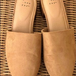 A New Day tan mules.